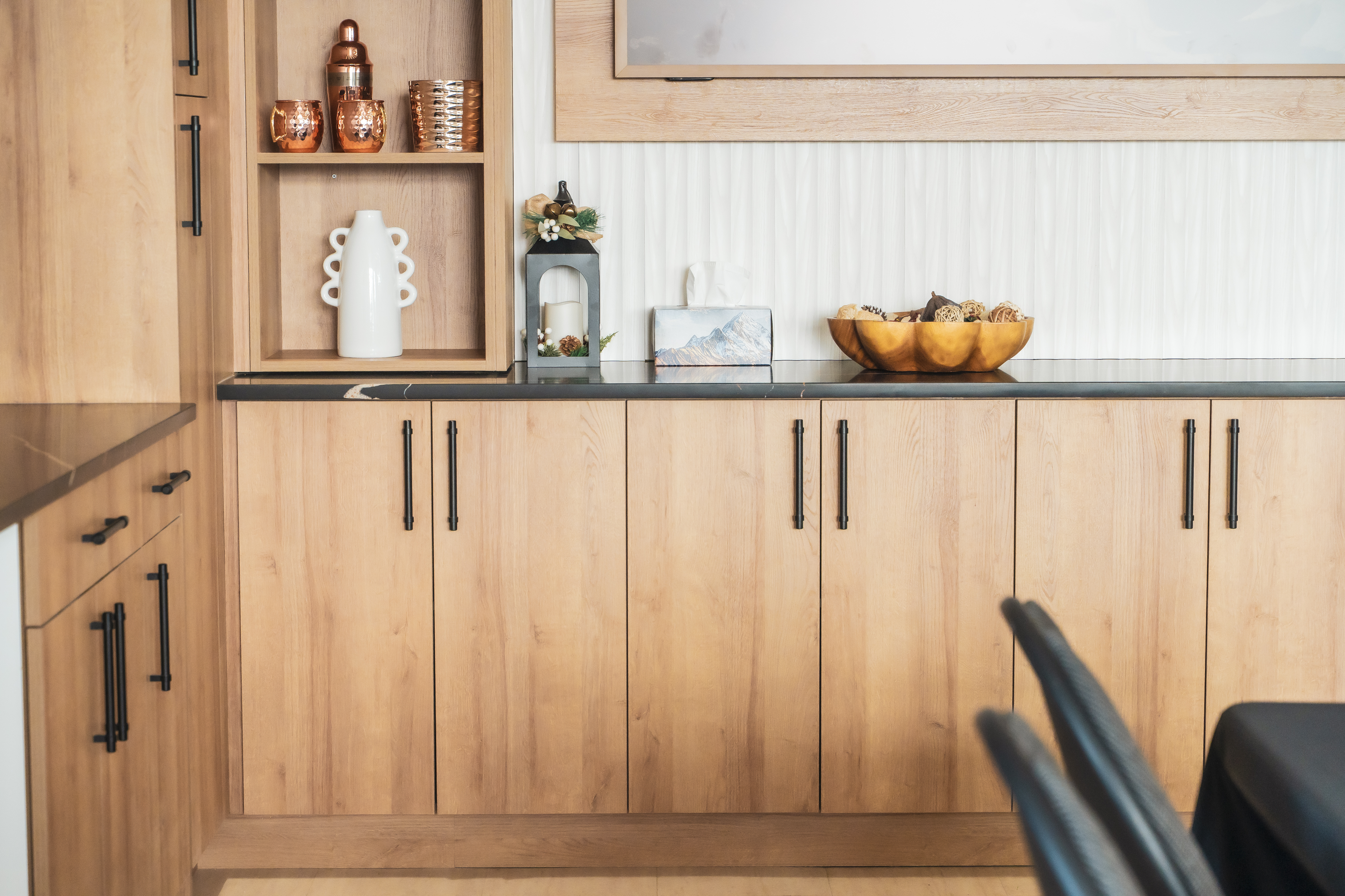 Custom office cabinetry with copper accents – ACE Custom Cabinets