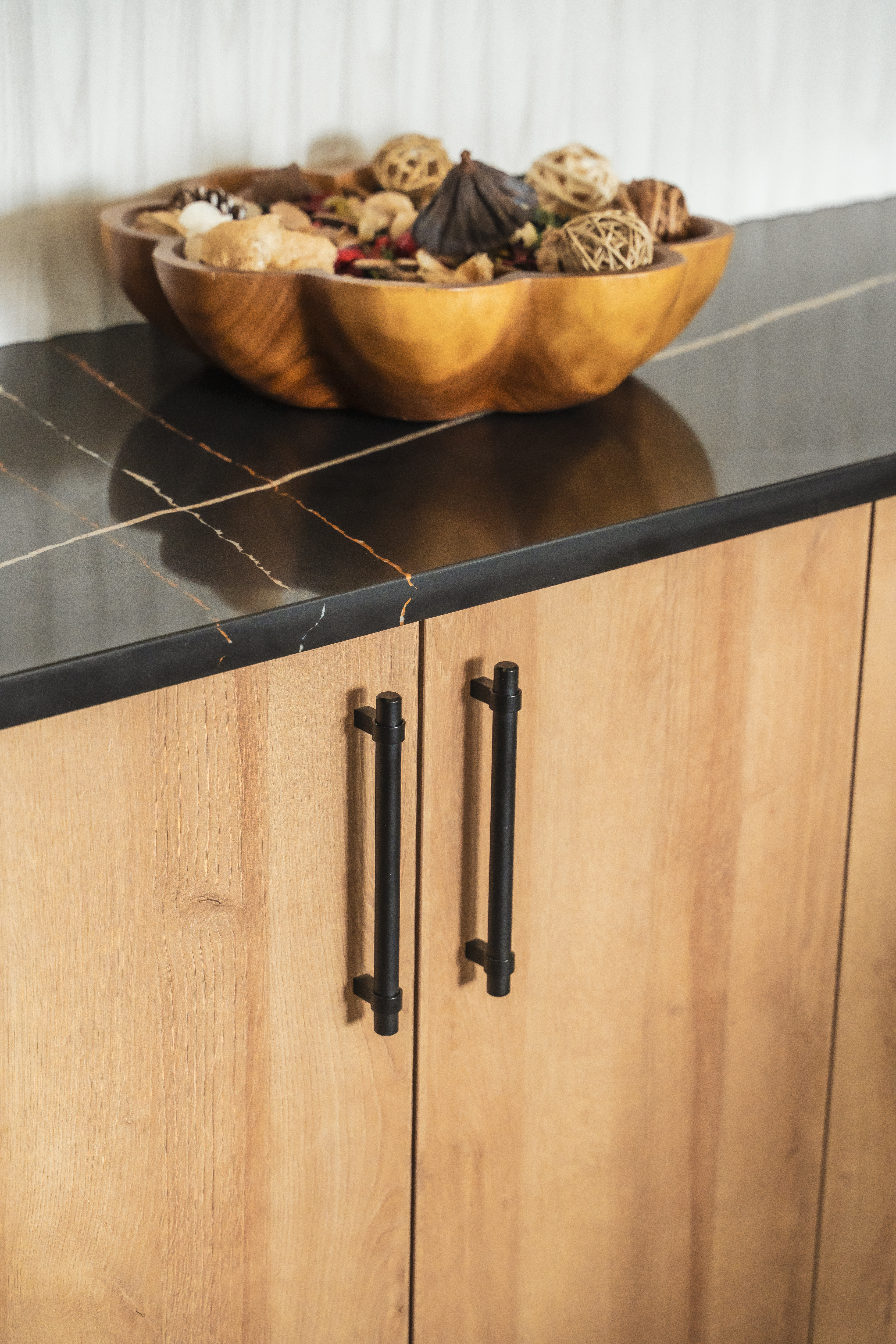 Full kitchen scene with island and bar area – ACE Custom Cabinets