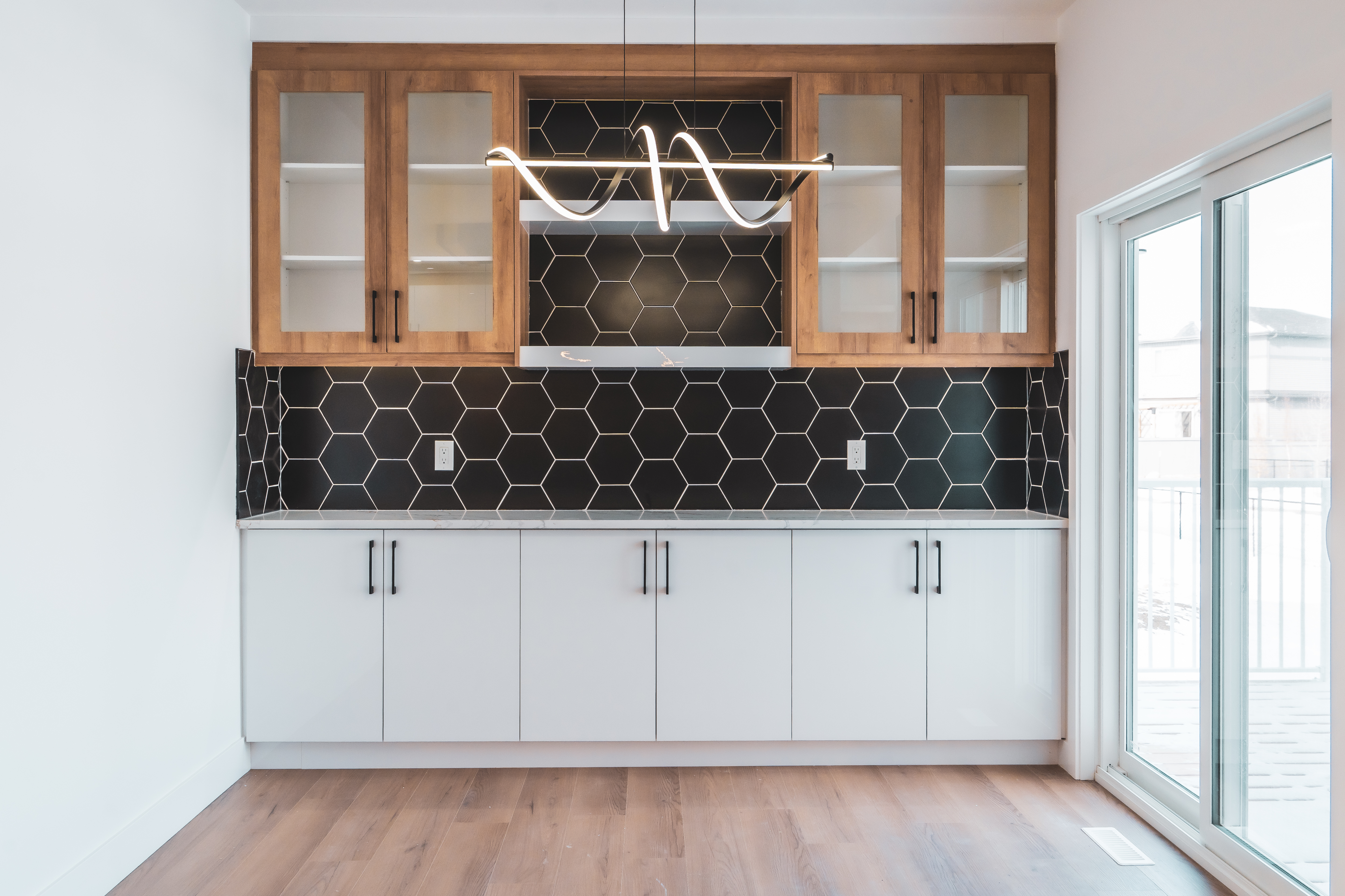 Full kitchen and bar area overview – ACE Custom Cabinets